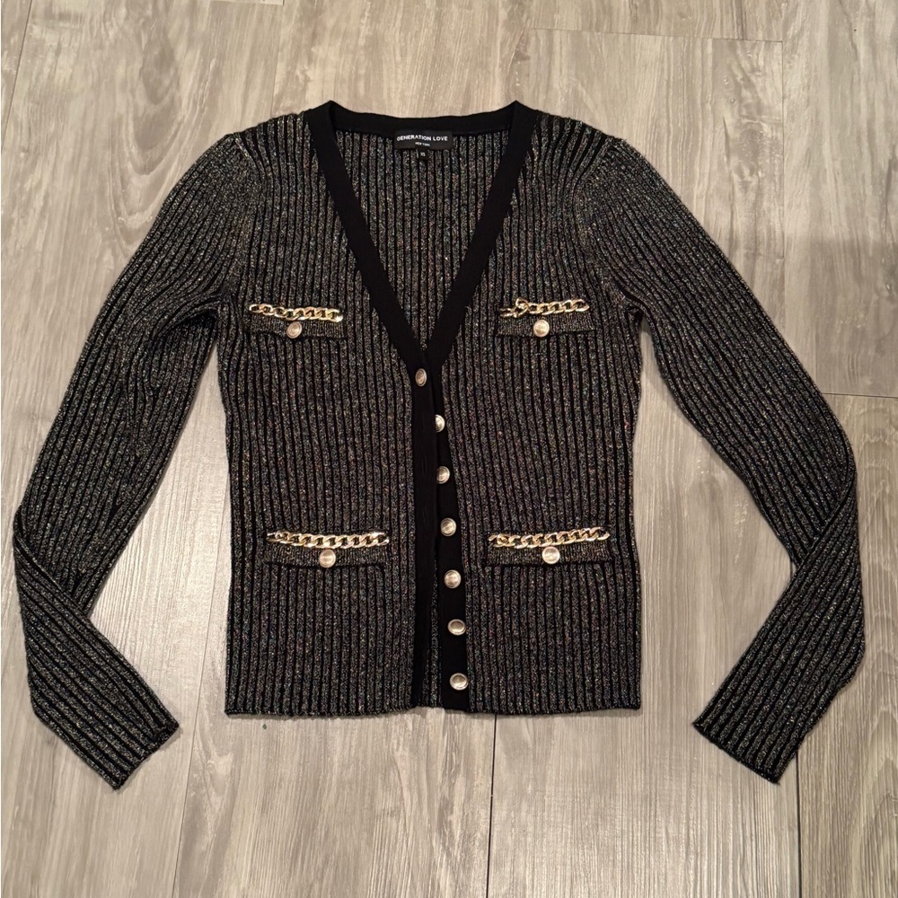 GENERATION LOVE Ruby Lurex Cardigan NWOT - Picture 6 of 11